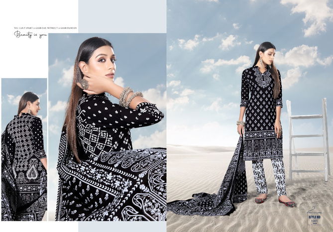 Alija Lalest Fancy Designer  Black And White Heavy Cotton Print Karachi Dress Material